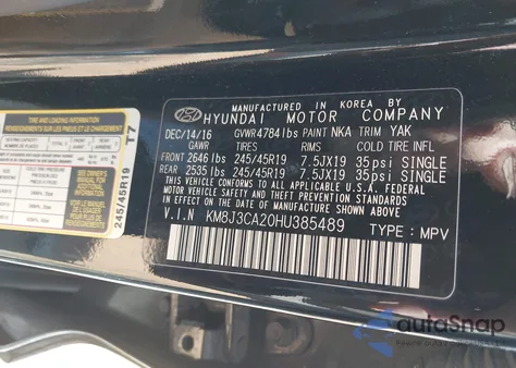 2017 Hyundai Tucson Limited z USA, uszkodzony, nr VIN KM8J3CA20HU385489